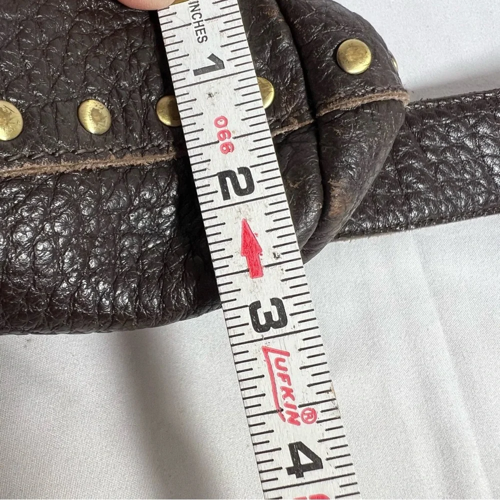 Rafe New York Distressed Pebbled Leather Studded Brown Crossbody Shoulder Bag - Picture 16 of 16